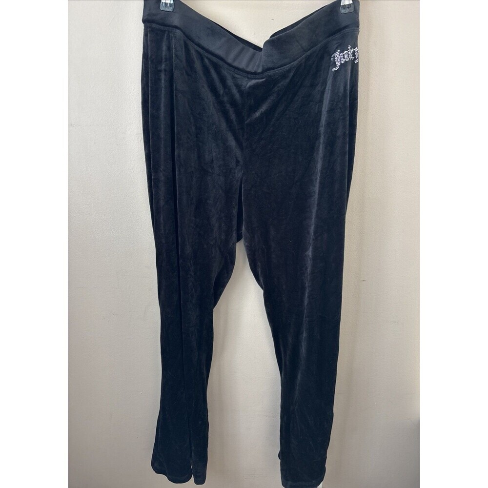 Juicy Couture Women’s XXL Black Velvet Rhinestone Logo Sweatpants